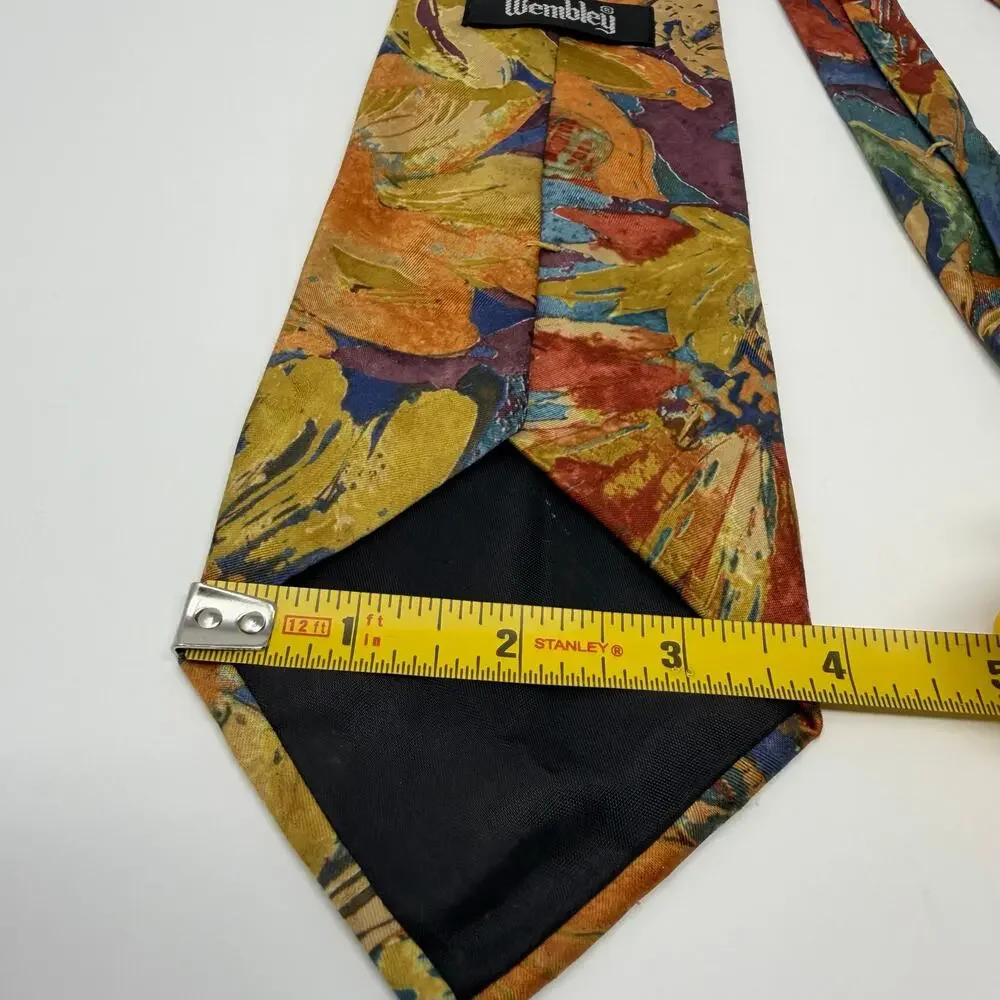 Vintage Wembley 100% Silk Abstract Floral Necktie